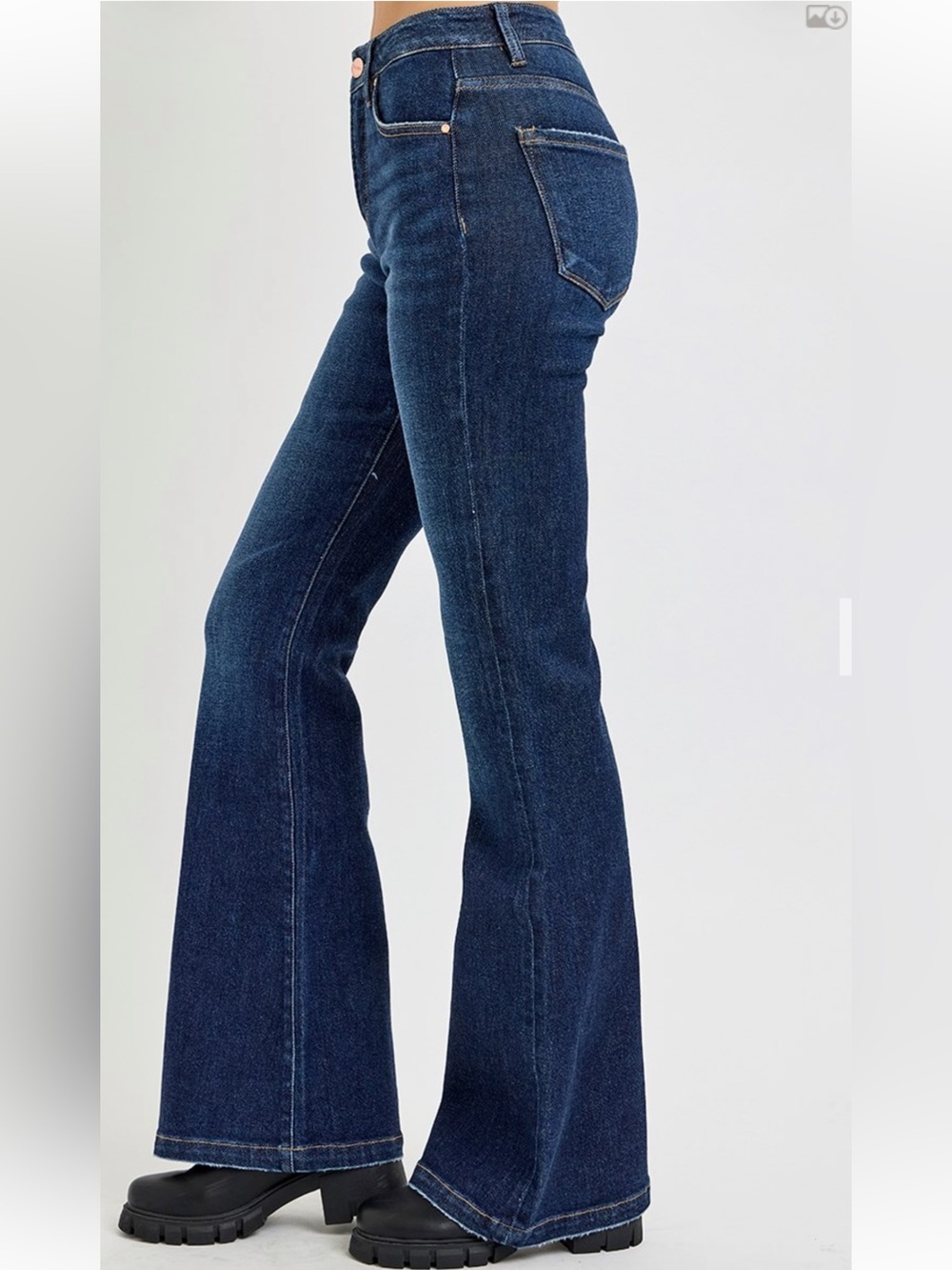 499  RISEN TUMMY CONTROL HIGH RISE FLARE JEANS - Picture 2 of 3